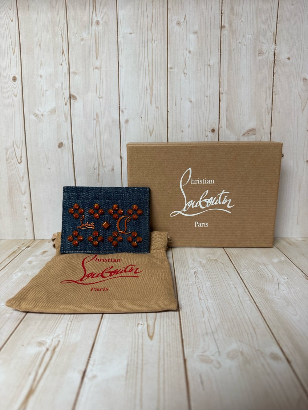 Christian Louboutin Kios Denim Card Case Blue
